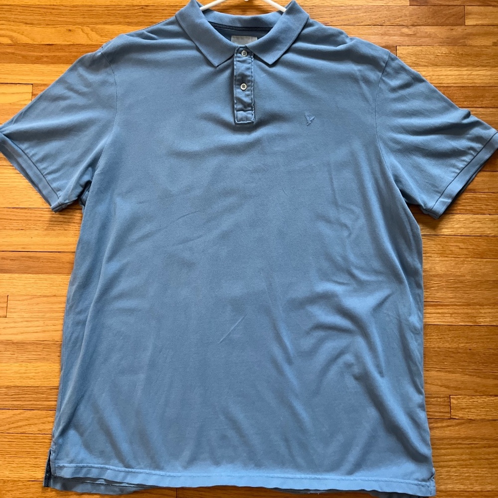 American Eagle Polo Shirt Mens XXL Blue Super Soft Short Sleeve Casual EUC